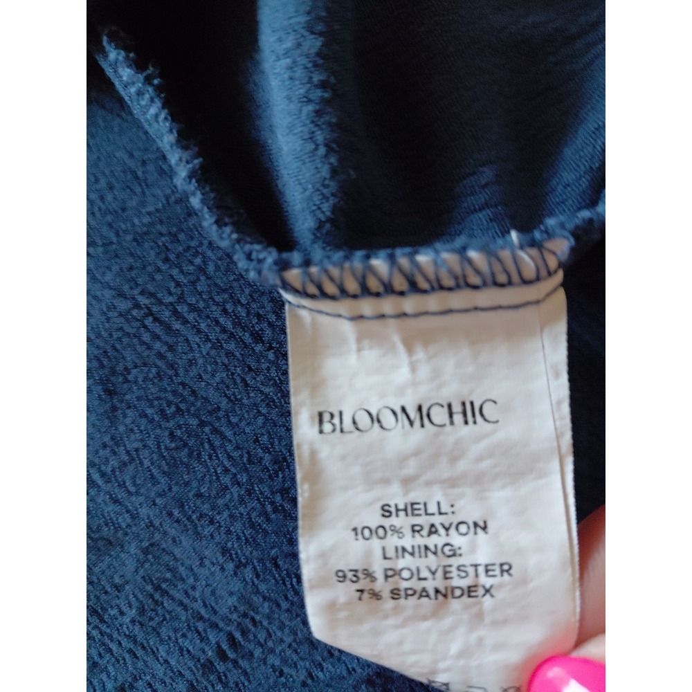 Bloomchic Shirt Womens 22/24 Blue Plus Size Short Sleeve V Neck Tunic Blouse - Picture 5 of 7